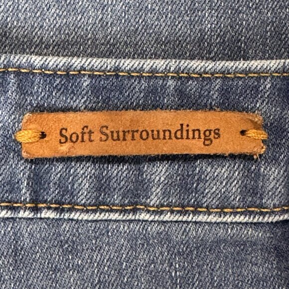 Soft Surroundings Jeans Womens 14 Blue Wide Leg Crop High Rise Medium Wash Denim - Picture 3 of 10